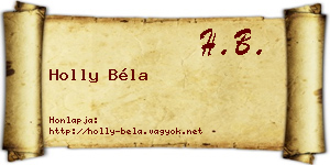 Holly Béla névjegykártya